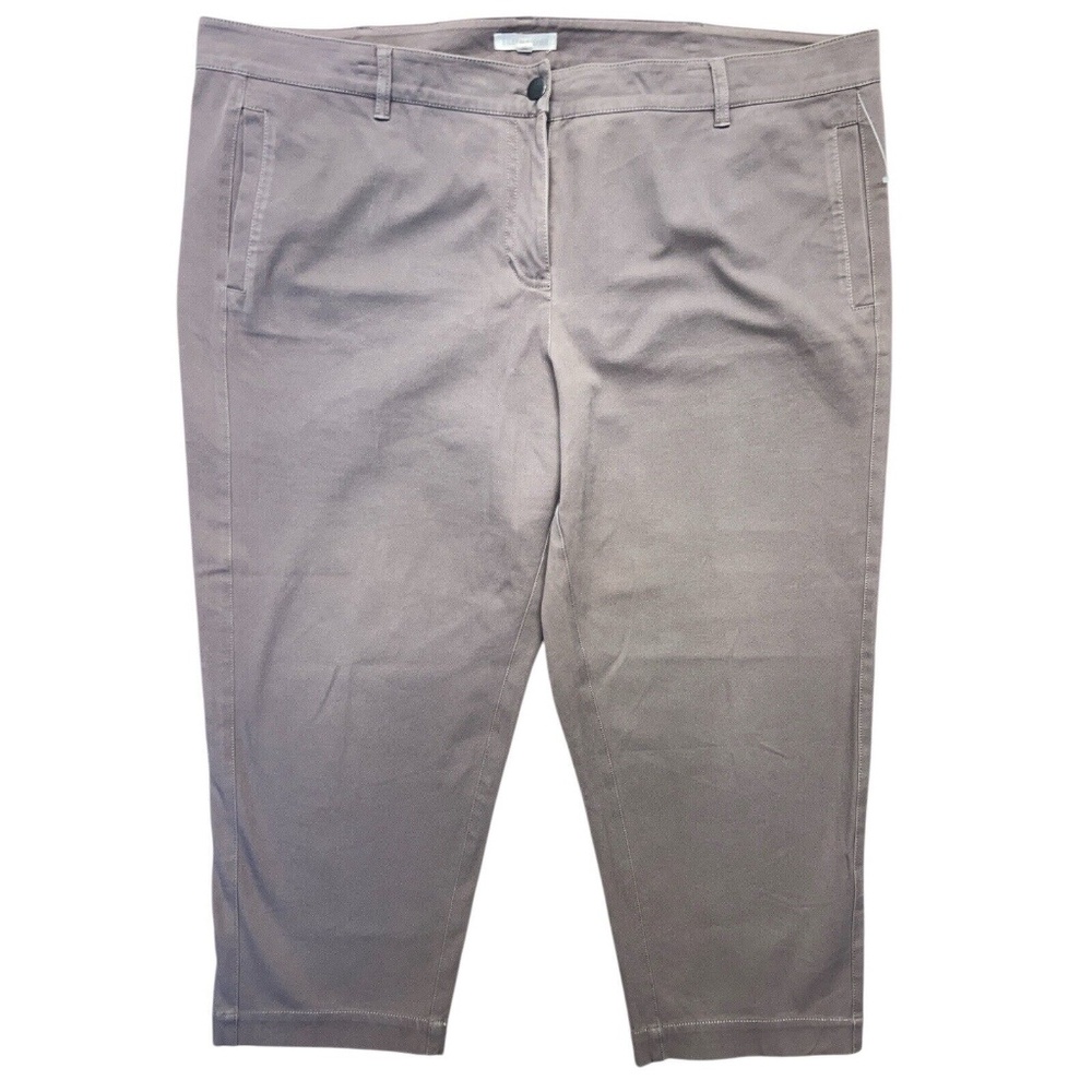 EILEEN FISHER Pants Women Beige XL‎ Stretch Organic Cotton Twill Crop Straight
